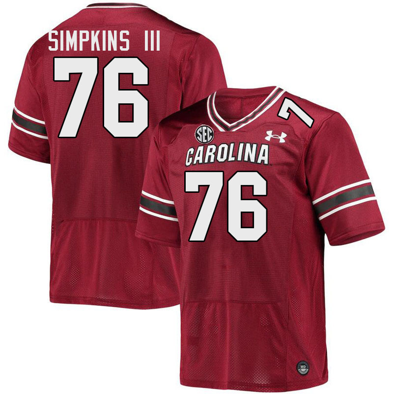 Men #76 Torricelli Simpkins III South Carolina Gamecocks College Football Jerseys Stitched-Garnet